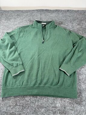 Peter Millar Mens XLT Green 1/4 Zip Pullover Sweater 100% Cotton Golf Casual